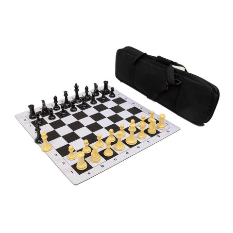 Premier Tournament Combo - Black Bag/Board with Black & Natural Pieces