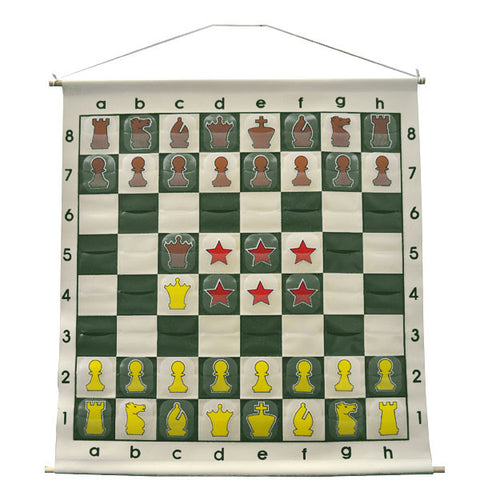36" Quality Chess Demo Board with Clear Pieces and Bag - Green