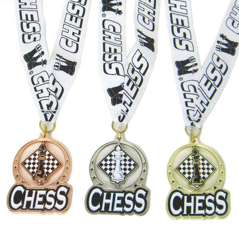 Spinning Chess Medal with Ribbon - Bronze