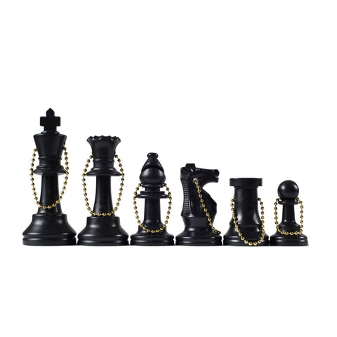Chess Pieces Keychain Set - Black