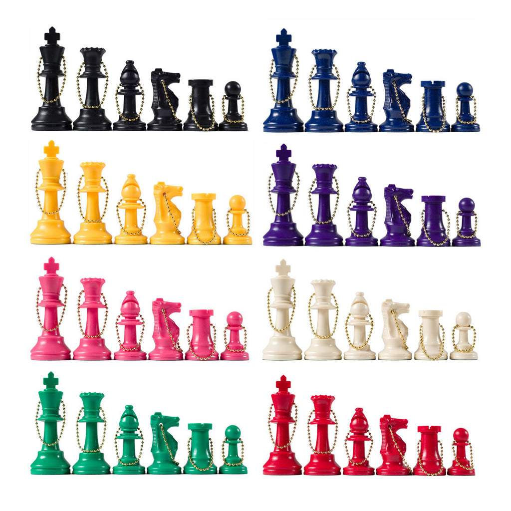 Chess Pieces Keychain Set - Red