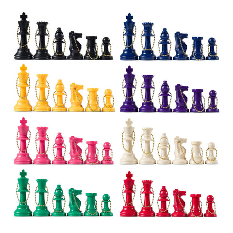 Chess Pieces Keychain Set - Yellow