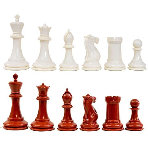 Traditional Staunton Pieces - Ivory/Red
