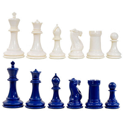 Traditional Staunton Pieces - Ivory/Blue