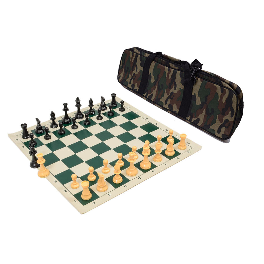 Quality Tournament Chess Set Combo - Camo Brown