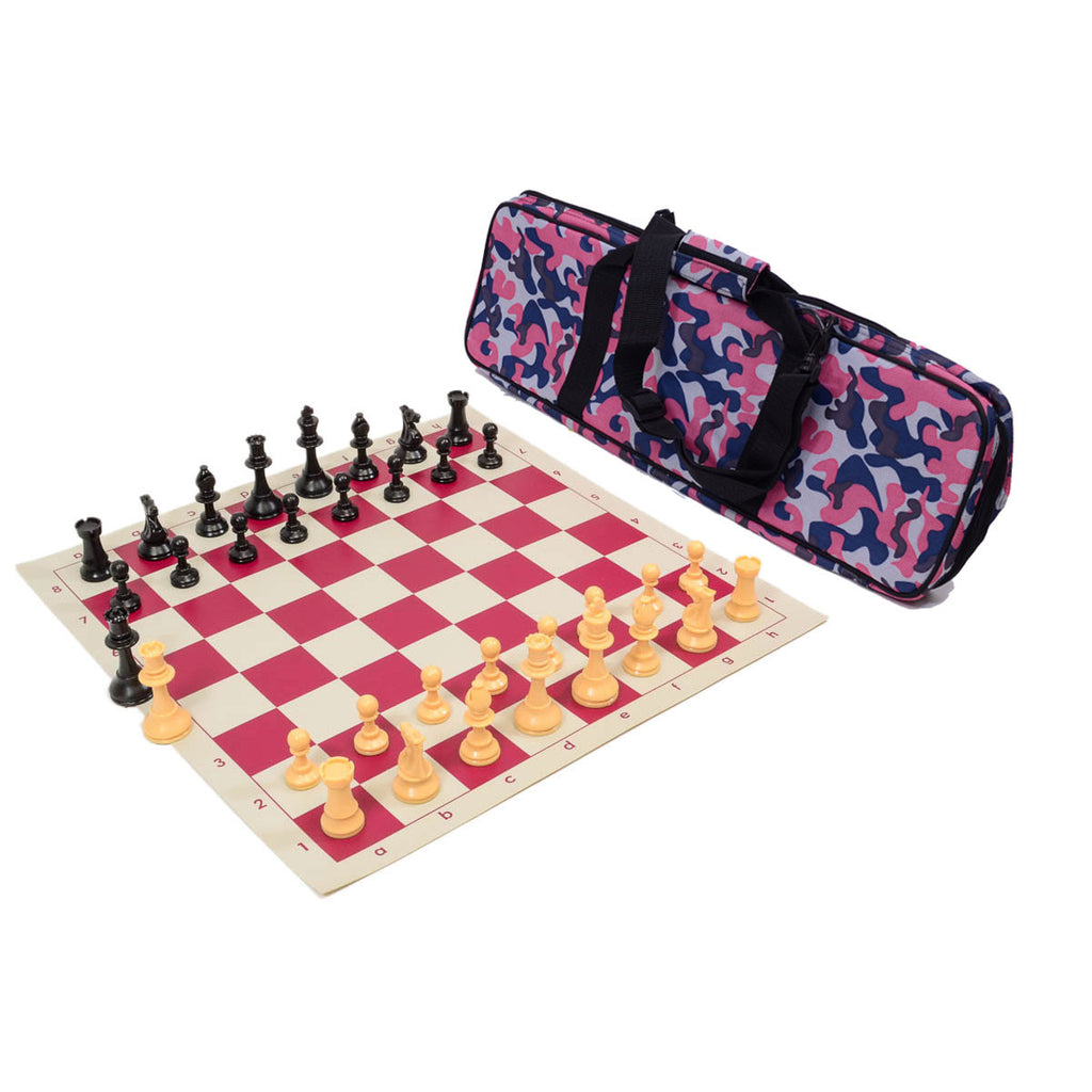 Quality Tournament Chess Set Combo - Camo Pink