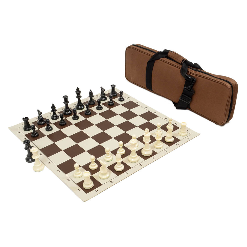 Heavy Tournament Chess Set Combo - Brown