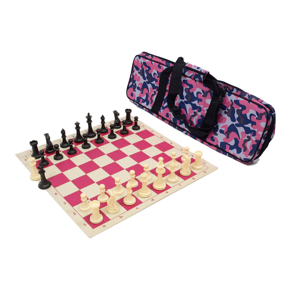 Big Knight Tournament Chess Set Combo - Camo Pink