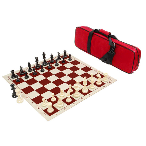 Heavy Tournament Chess Set Combo - Red