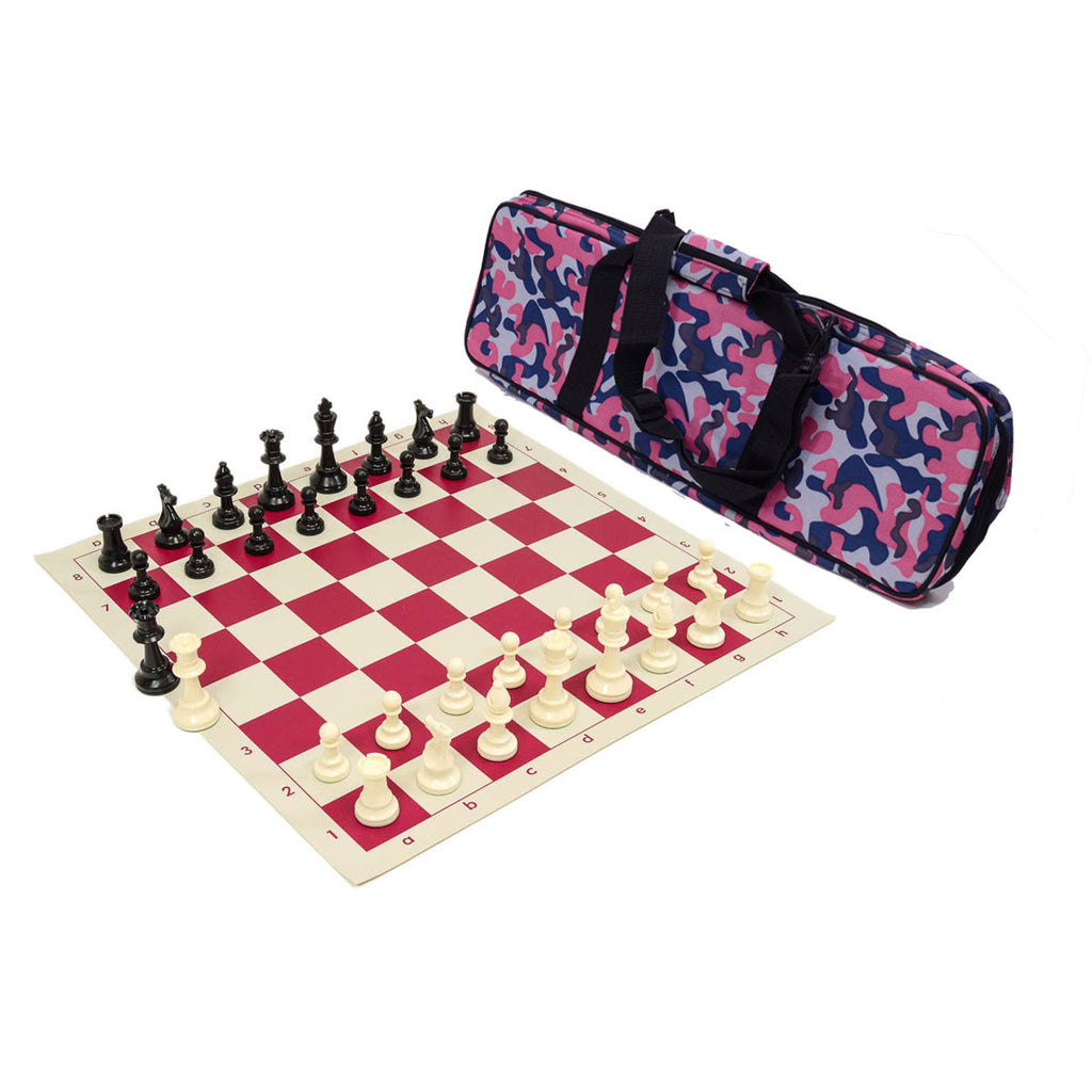 Heavy Tournament Chess Set Combo - Camo Pink
