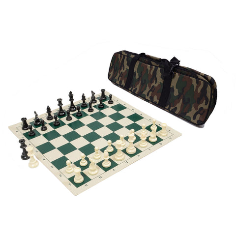 Heavy Tournament Chess Set Combo - Camo Brown