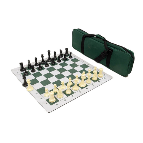 Premier Tournament Combo - Green Bag/Board with Black & Ivory Pieces