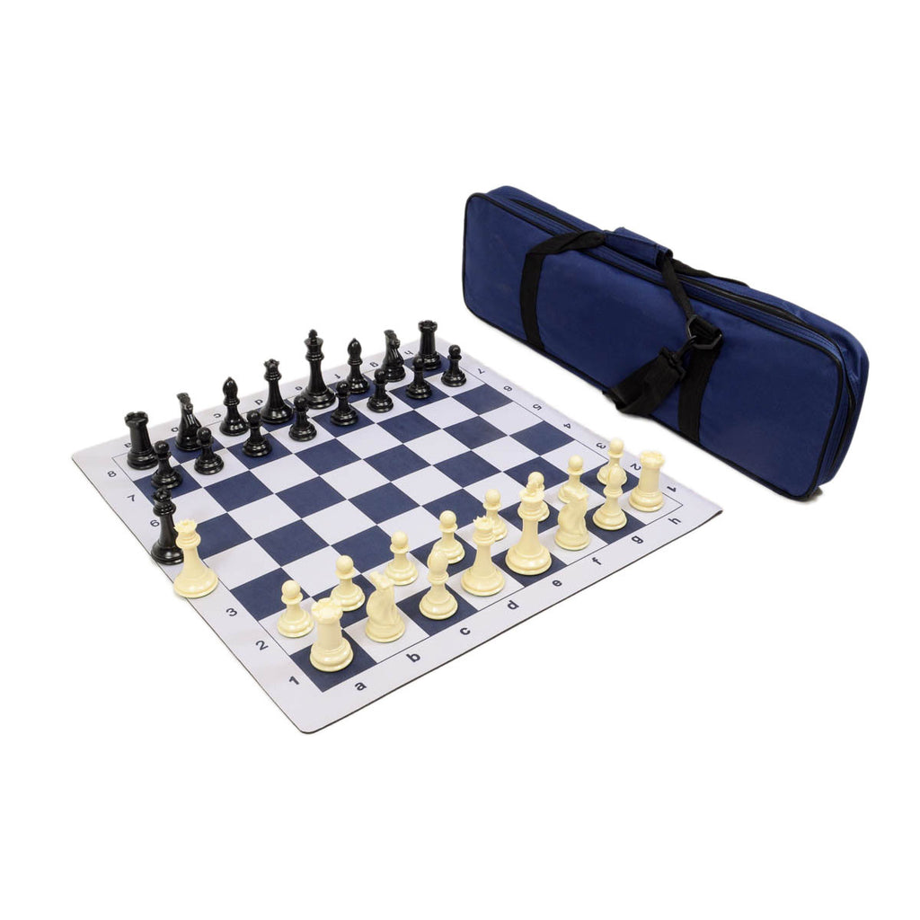 Premier Tournament Combo - Navy Bag/Board with Black & Ivory Pieces
