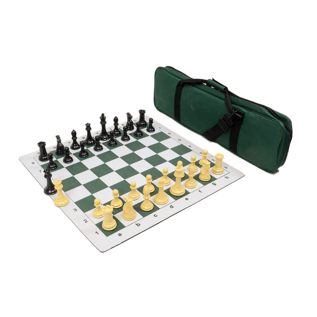 Premier Tournament Combo - Green Bag/Board with Black & Natural Pieces