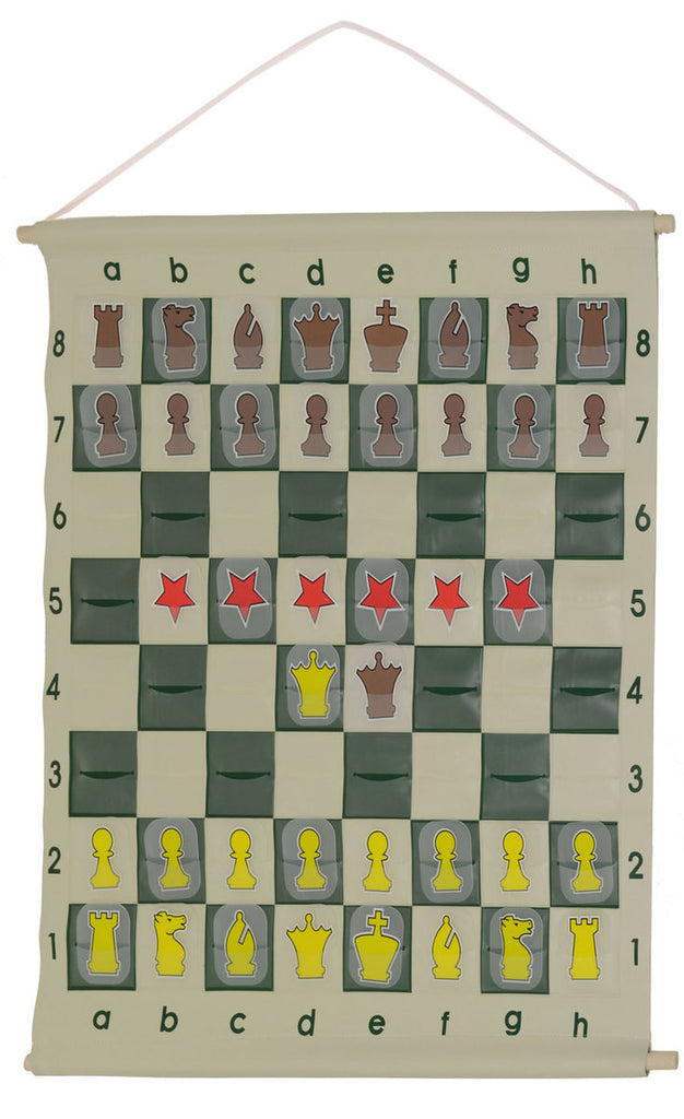 27" Quality Chess Demo Board with Clear Pieces and Bag - Green