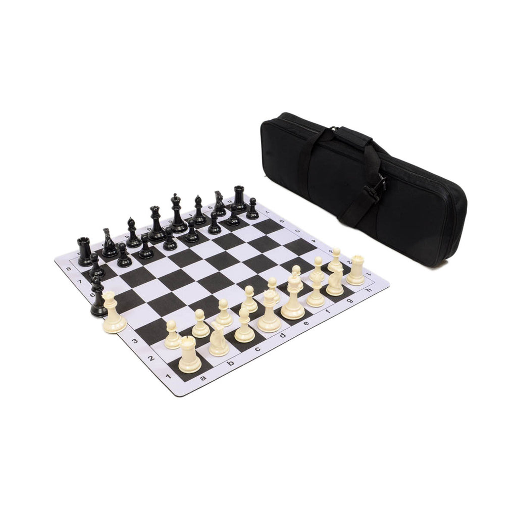 Traditional Staunton Combo Set - Black Bag/Board with Black & Ivory Pieces